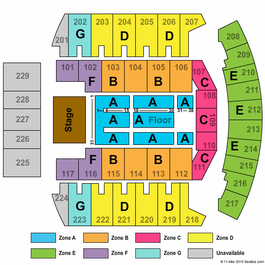 Bismarck Event Center End Stage Zone Seating Chart